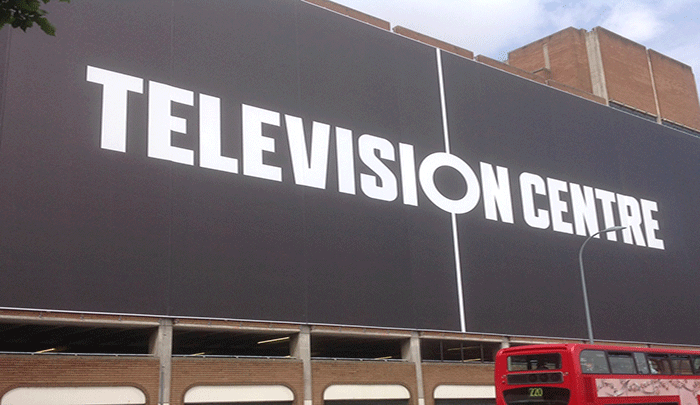 bbc television center, building wrap, Service Graphics, Dibond