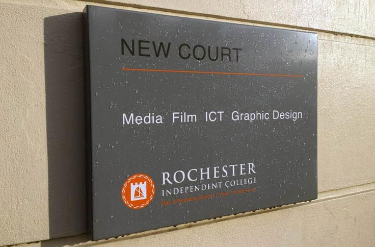 Rochester Independent College Kent, Exterior Signage, Wallace Print, UK, Dibond Aluminum Composite Tray Signs