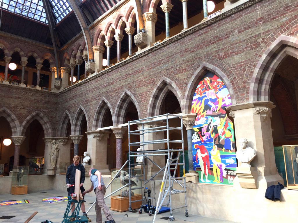 Installation of Ian Kirkpatricks Dibond Prints at Oxford Museum